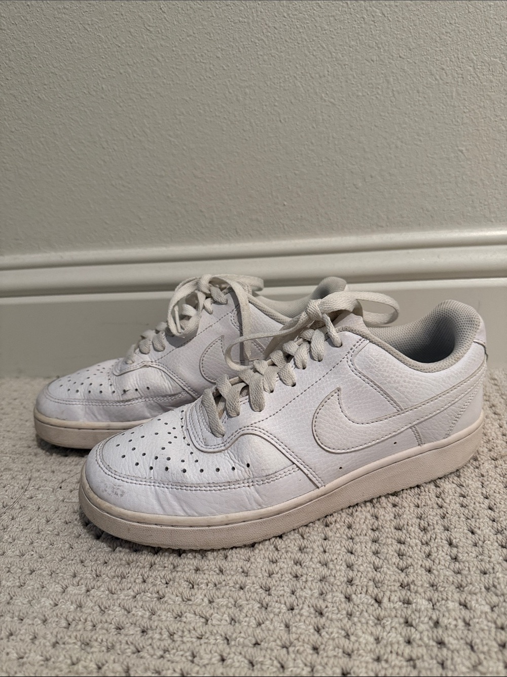 Nike Court Vision Low sneakers triple white color size 8